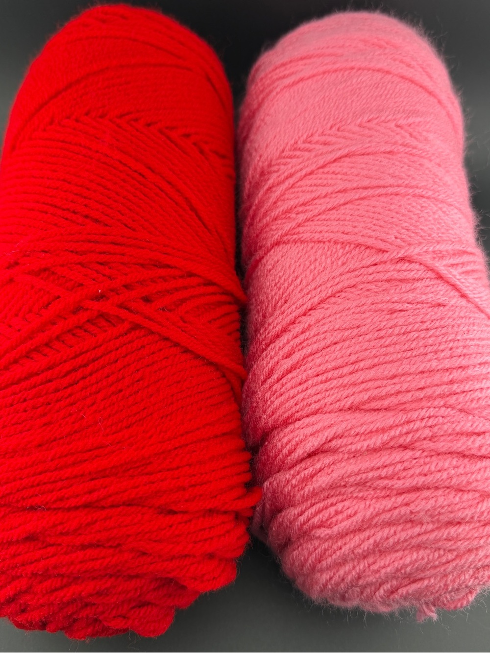 Lot Of 2 Unbranded Acrylic Yarn Med Weight Red & Pink Skeins Knitting or Crochet